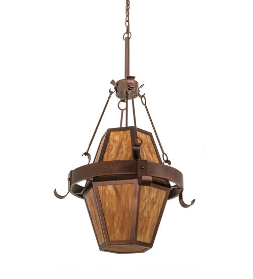 Meyda Lighting Bonanza 226841 30" 8-Light New Copper Vein Pendant Light With Ambra Siena Idalight Shade