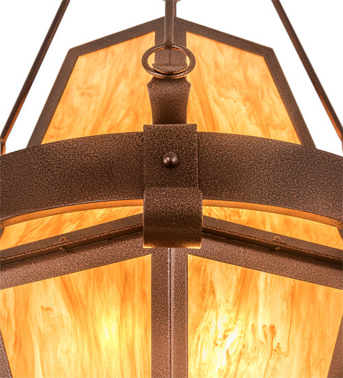 Meyda Lighting Bonanza 226841 30" 8-Light New Copper Vein Pendant Light With Ambra Siena Idalight Shade