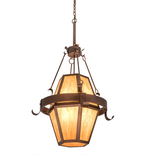 Meyda Lighting Bonanza 226841 30" 8-Light New Copper Vein Pendant Light With Ambra Siena Idalight Shade