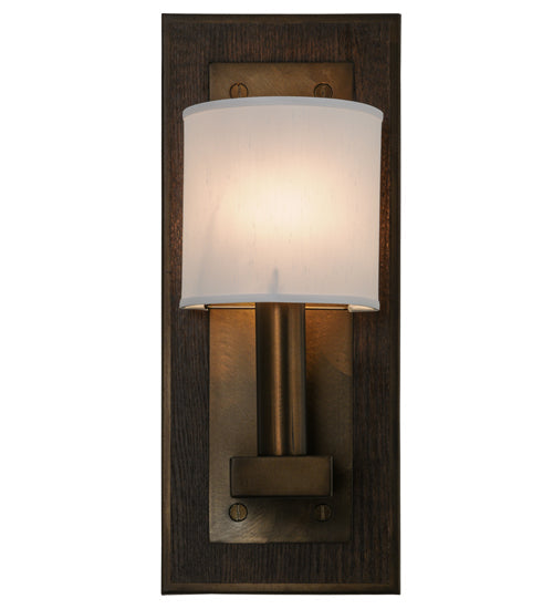 Meyda Lighting Bonn 10" Antique Copper Wall Sconce With White Textrene Shade