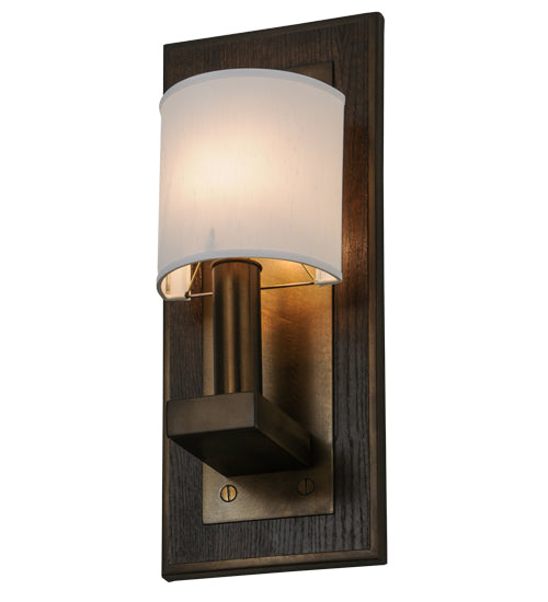 Meyda Lighting Bonn 10" Antique Copper Wall Sconce With White Textrene Shade