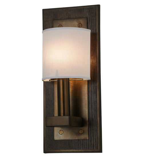 Meyda Lighting Bonn 10" Antique Copper Wall Sconce With White Textrene Shade