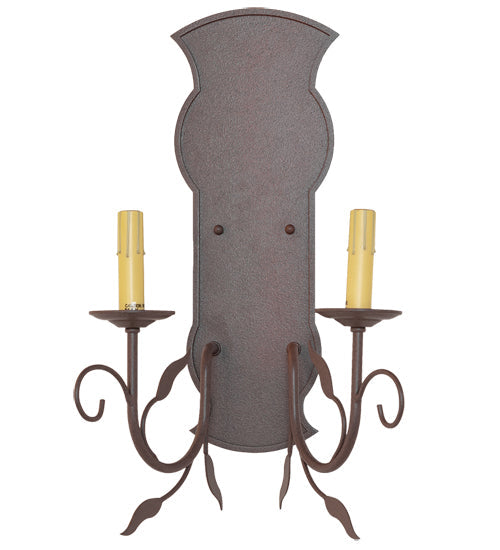 Meyda Lighting Bordeaux 15" 2-Light Rust Wall Sconce With Off-White Natural Linen Shade