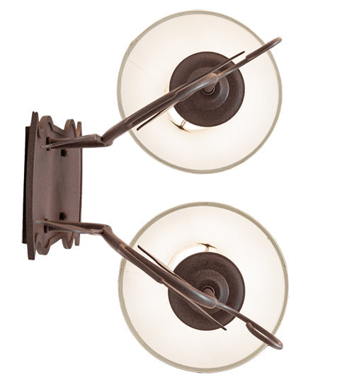 Meyda Lighting Bordeaux 15" 2-Light Rust Wall Sconce With Off-White Natural Linen Shade