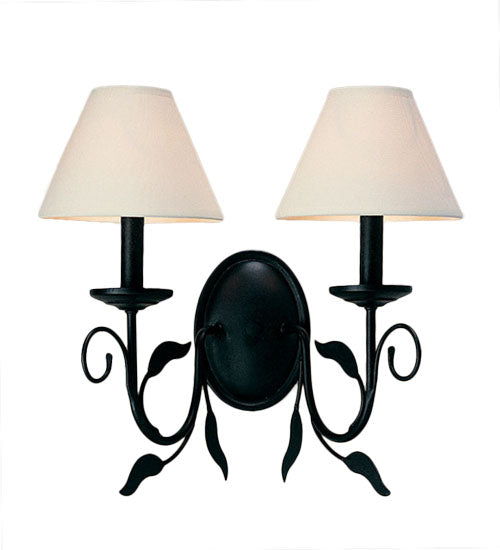 Meyda Lighting Bordeaux 18" 2-Light Blackwash Wall Sconce With White Textrene Shade