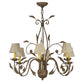 Meyda Lighting Bordeaux 30" 6-Light Pompeii Gold Chandelier With Cream Pleated Silk Shade