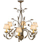 Meyda Lighting Bordeaux 30" 6-Light Pompeii Gold Chandelier With Cream Pleated Silk Shade