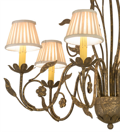 Meyda Lighting Bordeaux 30" 6-Light Pompeii Gold Chandelier With Cream Pleated Silk Shade
