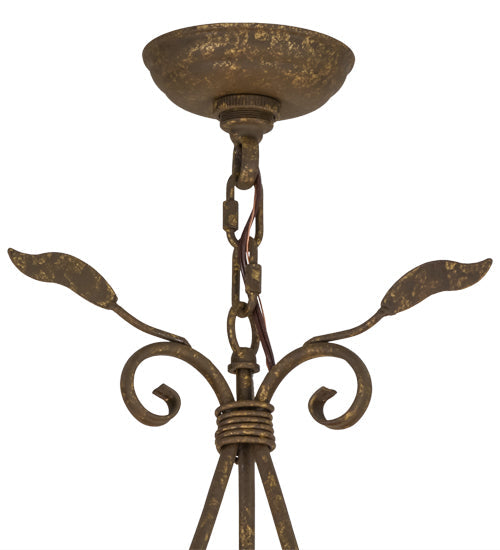 Meyda Lighting Bordeaux 30" 6-Light Pompeii Gold Chandelier With Cream Pleated Silk Shade