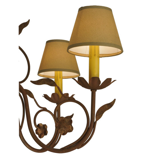 Meyda Lighting Bordeaux 31" 6-Light Organic Rust Chandelier With Cream Textrene Shade