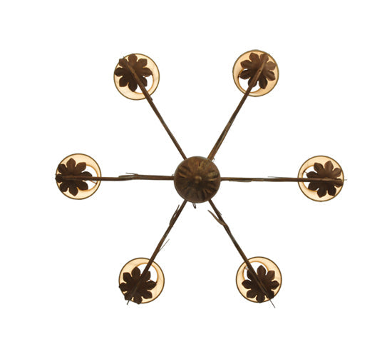 Meyda Lighting Bordeaux 31" 6-Light Organic Rust Chandelier With Cream Textrene Shade
