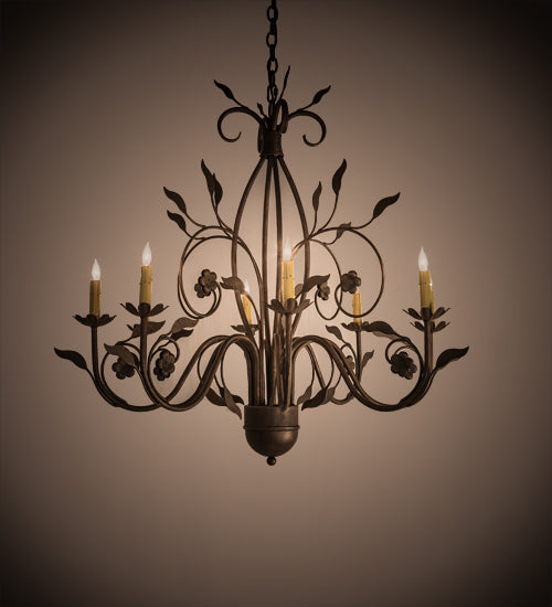 Meyda Lighting Bordeaux 36" 8-Light Antique Rust Chandelier With Ivory Faux Candlelight