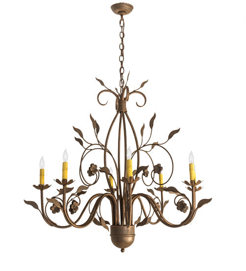 Meyda Lighting Bordeaux 36" 8-Light Antique Rust Chandelier With Ivory Faux Candlelight