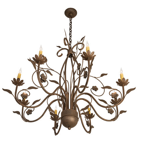 Meyda Lighting Bordeaux 36" 8-Light Antique Rust Chandelier With Ivory Faux Candlelight