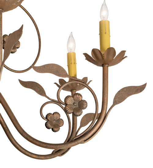 Meyda Lighting Bordeaux 36" 8-Light Antique Rust Chandelier With Ivory Faux Candlelight