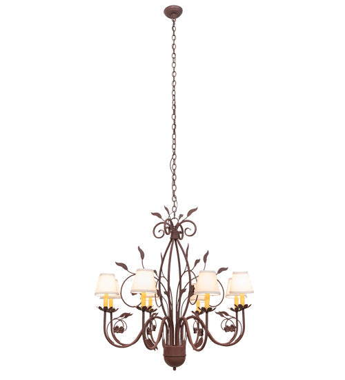 Meyda Lighting Bordeaux 37" 8-Light Rust Chandelier With White Natural Linen Shade