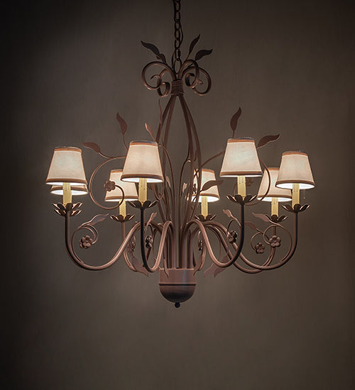 Meyda Lighting Bordeaux 37" 8-Light Rust Chandelier With White Natural Linen Shade