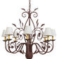 Meyda Lighting Bordeaux 37" 8-Light Rust Chandelier With White Natural Linen Shade