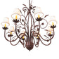 Meyda Lighting Bordeaux 37" 8-Light Rust Chandelier With White Natural Linen Shade