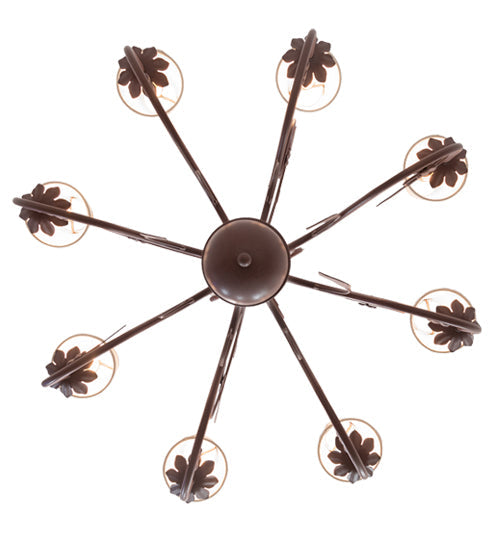 Meyda Lighting Bordeaux 37" 8-Light Rust Chandelier With White Natural Linen Shade