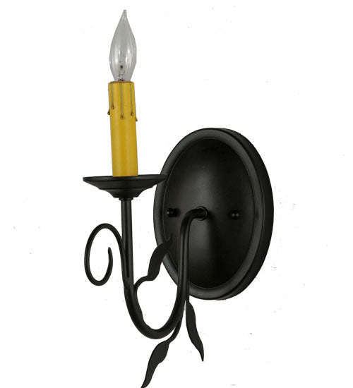 Meyda Lighting Bordeaux 5" Blackwash Wall Sconce With Amber Faux Candlelight