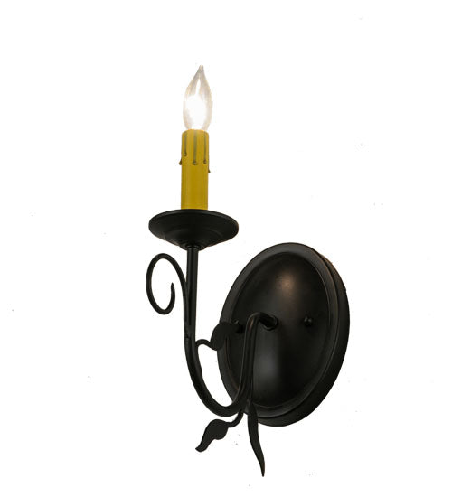 Meyda Lighting Bordeaux 5" Blackwash Wall Sconce With Amber Faux Candlelight