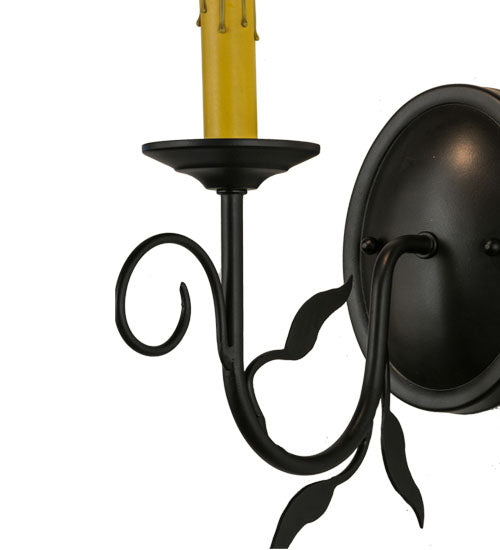 Meyda Lighting Bordeaux 5" Blackwash Wall Sconce With Amber Faux Candlelight