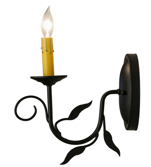 Meyda Lighting Bordeaux 5" Blackwash Wall Sconce With Amber Faux Candlelight