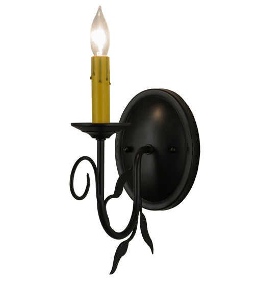 Meyda Lighting Bordeaux 5" Blackwash Wall Sconce With Amber Faux Candlelight