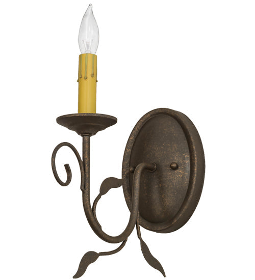 Meyda Lighting Bordeaux 5" Gilded Tobacco Wall Sconce With Ivory Faux Candlelight