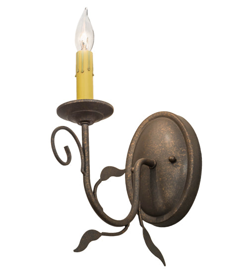 Meyda Lighting Bordeaux 5" Gilded Tobacco Wall Sconce With Ivory Faux Candlelight