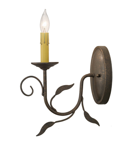 Meyda Lighting Bordeaux 5" Gilded Tobacco Wall Sconce With Ivory Faux Candlelight