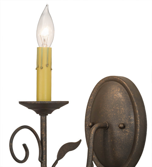 Meyda Lighting Bordeaux 5" Gilded Tobacco Wall Sconce With Ivory Faux Candlelight