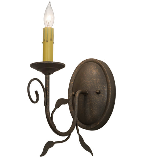 Meyda Lighting Bordeaux 5" Gilded Tobacco Wall Sconce With Ivory Faux Candlelight