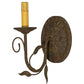 Meyda Lighting Bordeaux 7" Organic Rust Wall Sconce With Beige Natural Linen Shade Glass
