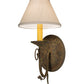 Meyda Lighting Bordeaux 7" Organic Rust Wall Sconce With Beige Natural Linen Shade Glass