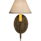 Meyda Lighting Bordeaux 7" Organic Rust Wall Sconce With Beige Natural Linen Shade Glass