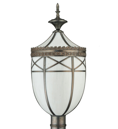 Meyda Lighting Borough Hall 11" Craftsman Brown Hall Post Light With White Art Shade Glass