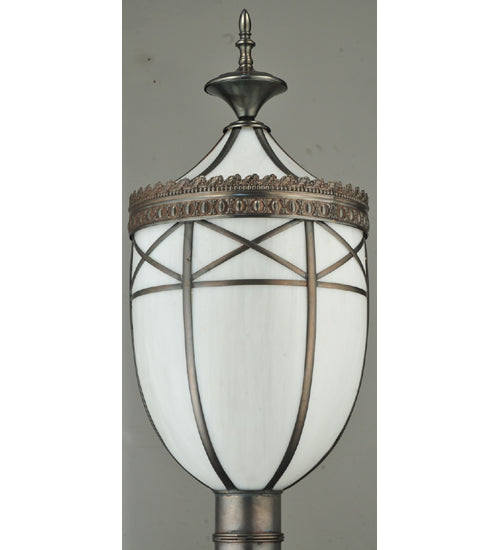 Meyda Lighting Borough Hall 11" Craftsman Brown Hall Post Light With White Art Shade Glass