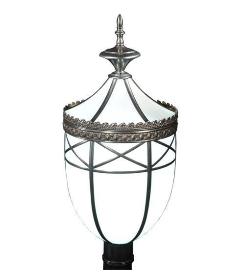 Meyda Lighting Borough Hall 11" Craftsman Brown Hall Post Light With White Art Shade Glass