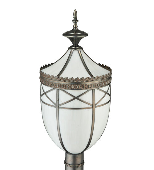 Meyda Lighting Borough Hall 11" Craftsman Brown Hall Post Light With White Art Shade Glass