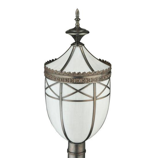 Meyda Lighting Borough Hall 11" Craftsman Brown Hall Post Light With White Art Shade Glass
