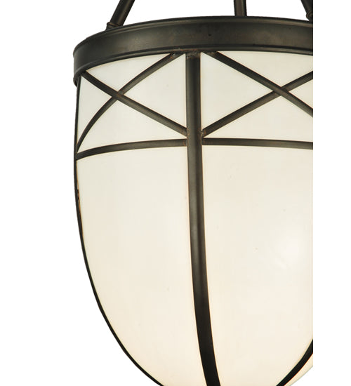 Meyda Lighting Borough Hall 11" Craftsman Brown Pendant Light With White Art Shade Glass