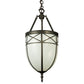 Meyda Lighting Borough Hall 11" Craftsman Brown Pendant Light With White Art Shade Glass