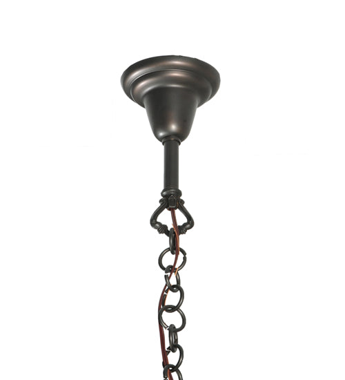 Meyda Lighting Borough Hall 11" Craftsman Brown Pendant Light With White Art Shade Glass