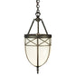 Meyda Lighting Borough Hall 11" Craftsman Brown Pendant Light With White Art Shade Glass