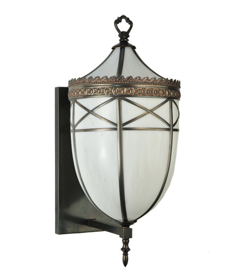 Meyda Lighting Borough Hall 11" Craftsman Brown Wall Sconce With White Art Shade Glass