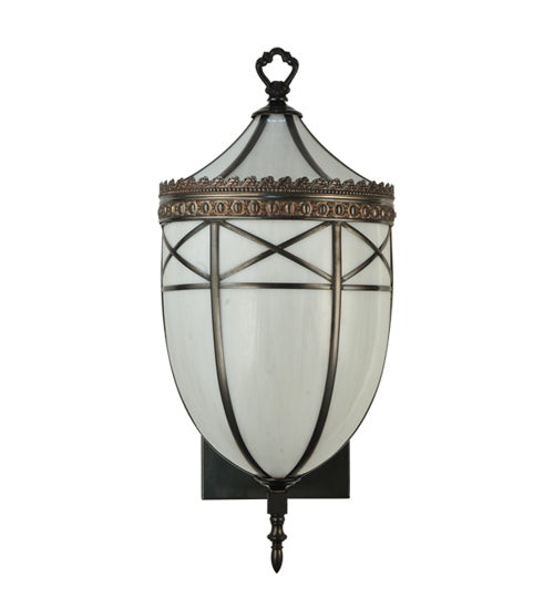 Meyda Lighting Borough Hall 11" Craftsman Brown Wall Sconce With White Art Shade Glass