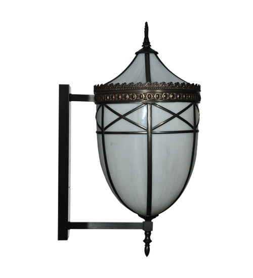 Meyda Lighting Borough Hall 11" Craftsman Brown Wall Sconce With White Art Shade Glass