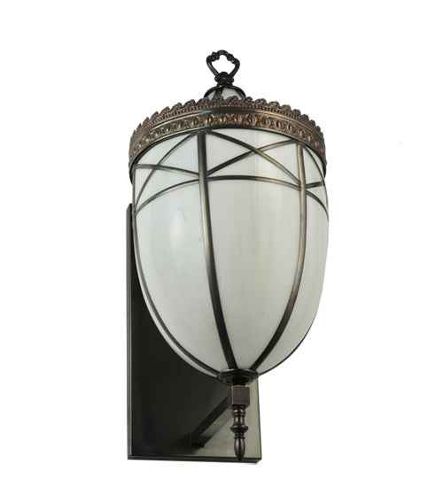 Meyda Lighting Borough Hall 11" Craftsman Brown Wall Sconce With White Art Shade Glass